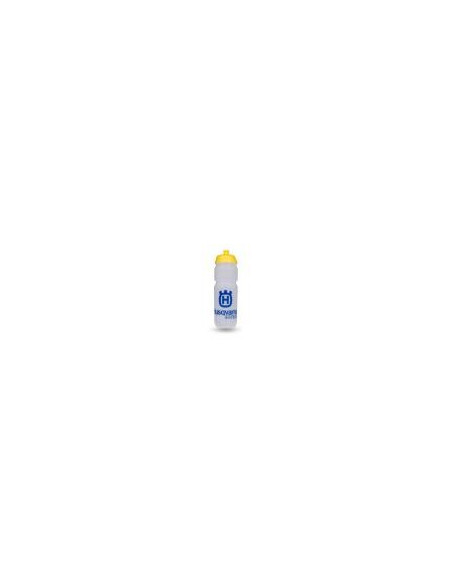 Botella de agua Husqvarna translúcida con tapón amarillo